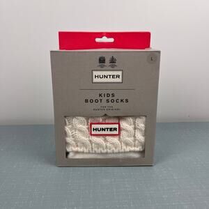 Hunter Kids Cable Knit Cuff Welly Boot Socks Original White Large 1-3